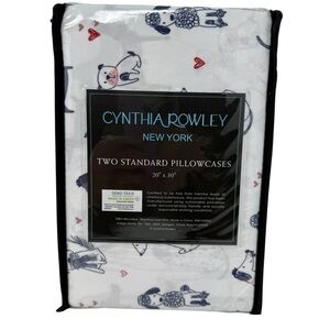 Cynthia Rowley Two Standard Pillowcases with Dogs hearts poodle NWT